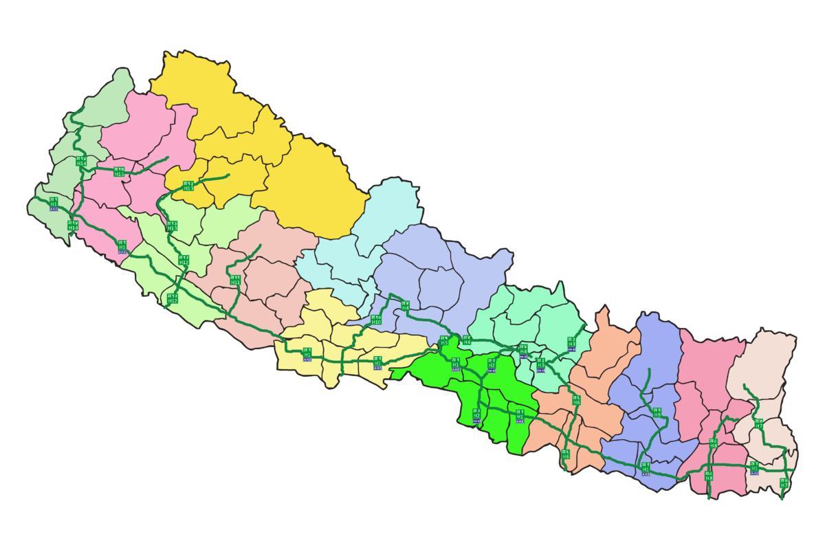 地图尼泊尔主要公路