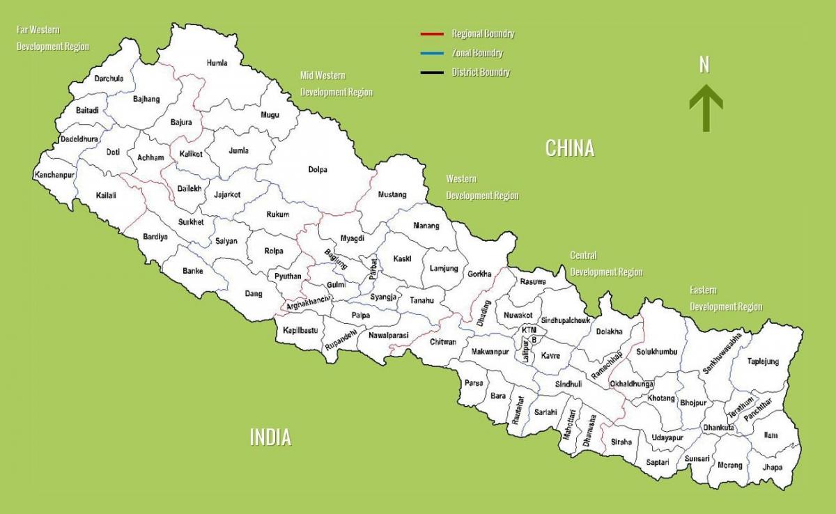 尼泊尔的地图