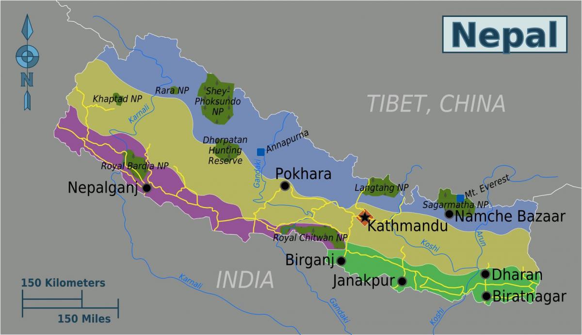珠穆朗玛峰尼泊尔的地图