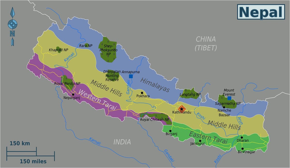 地图的原尼泊尔