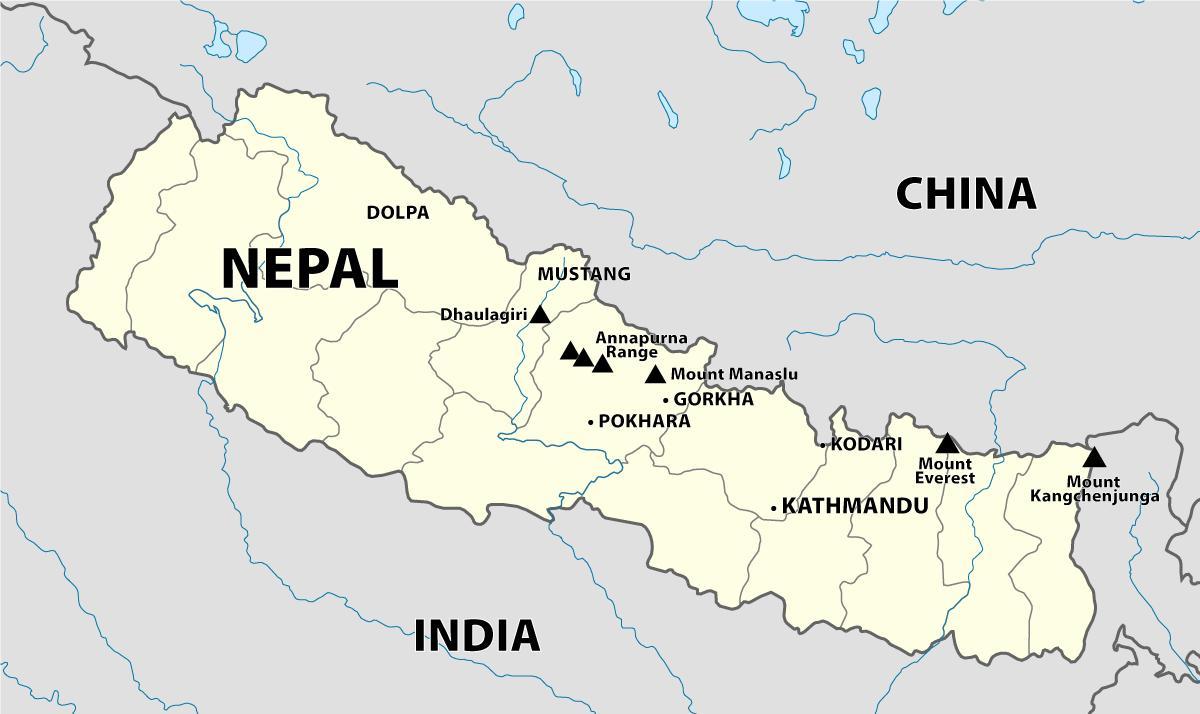 印度尼泊尔边境的地图