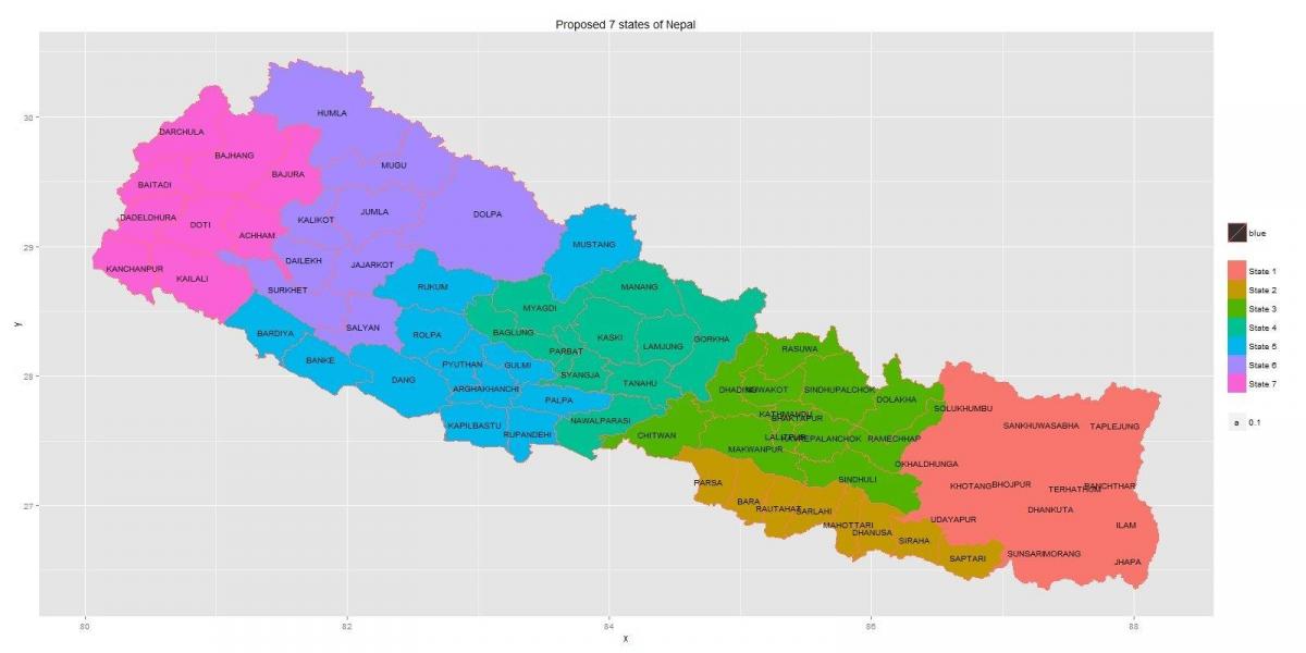 新的尼泊尔的地图7状态