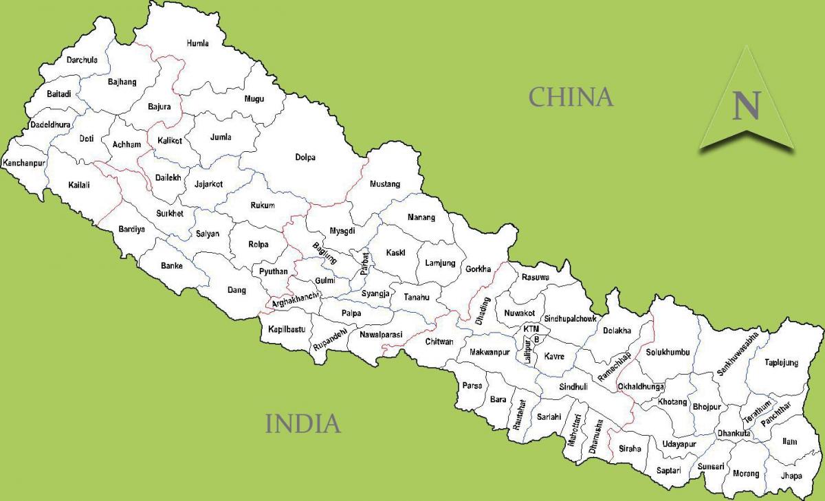 尼泊尔的地图与城市