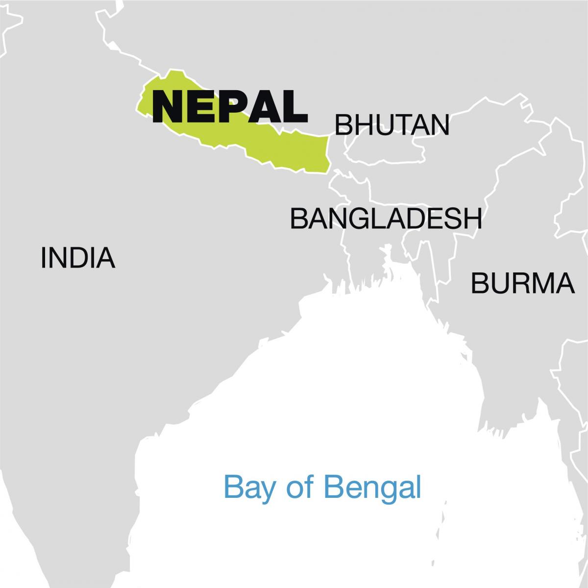 世界上的地图显示尼泊尔