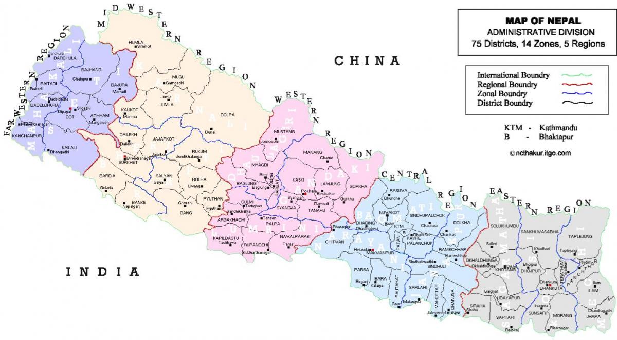 尼泊尔政治地图与地区