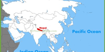 尼泊尔在亚洲地图