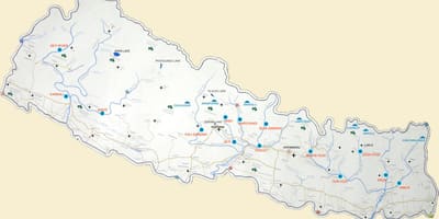 地图尼泊尔表示河流