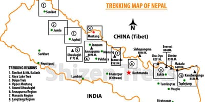 尼泊尔的长途跋涉地图