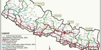 地图尼泊尔快速通道路