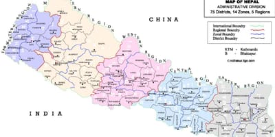 尼泊尔政治地图与地区